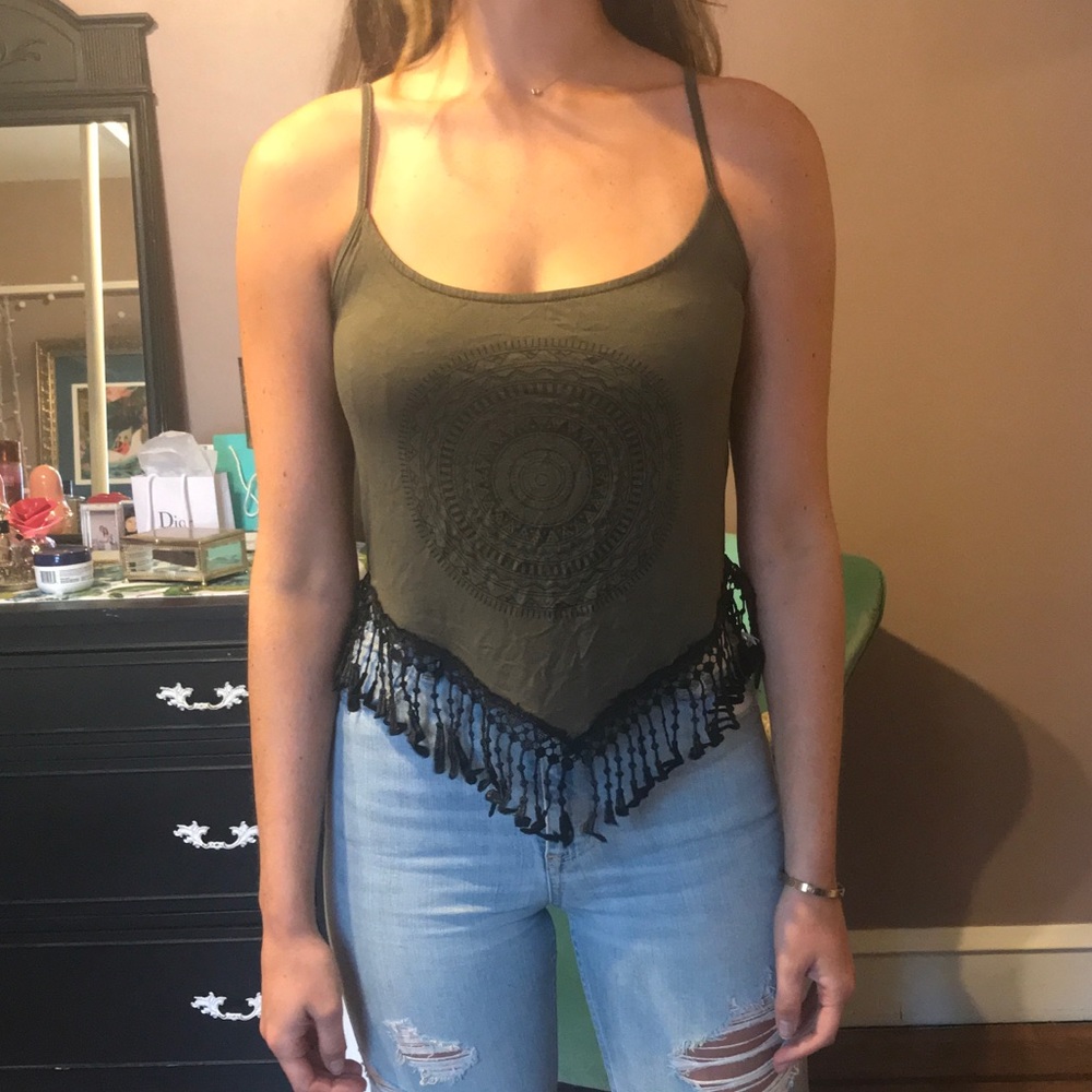 Tank top with fringe